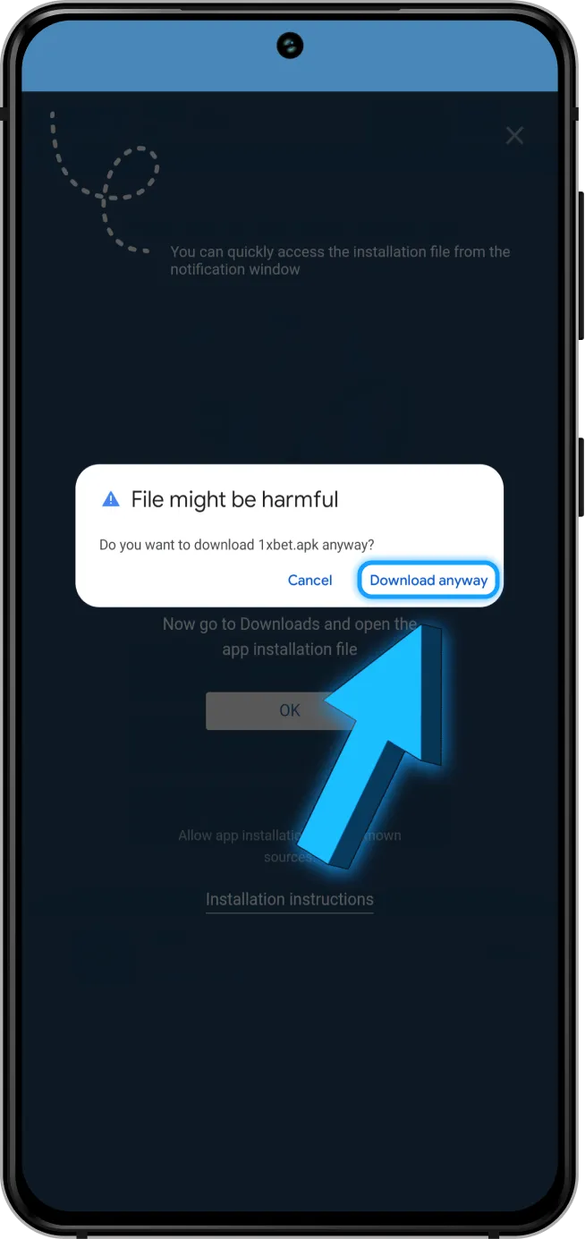 Adjust the settings of your device to allow the installation of the 1xBet app.