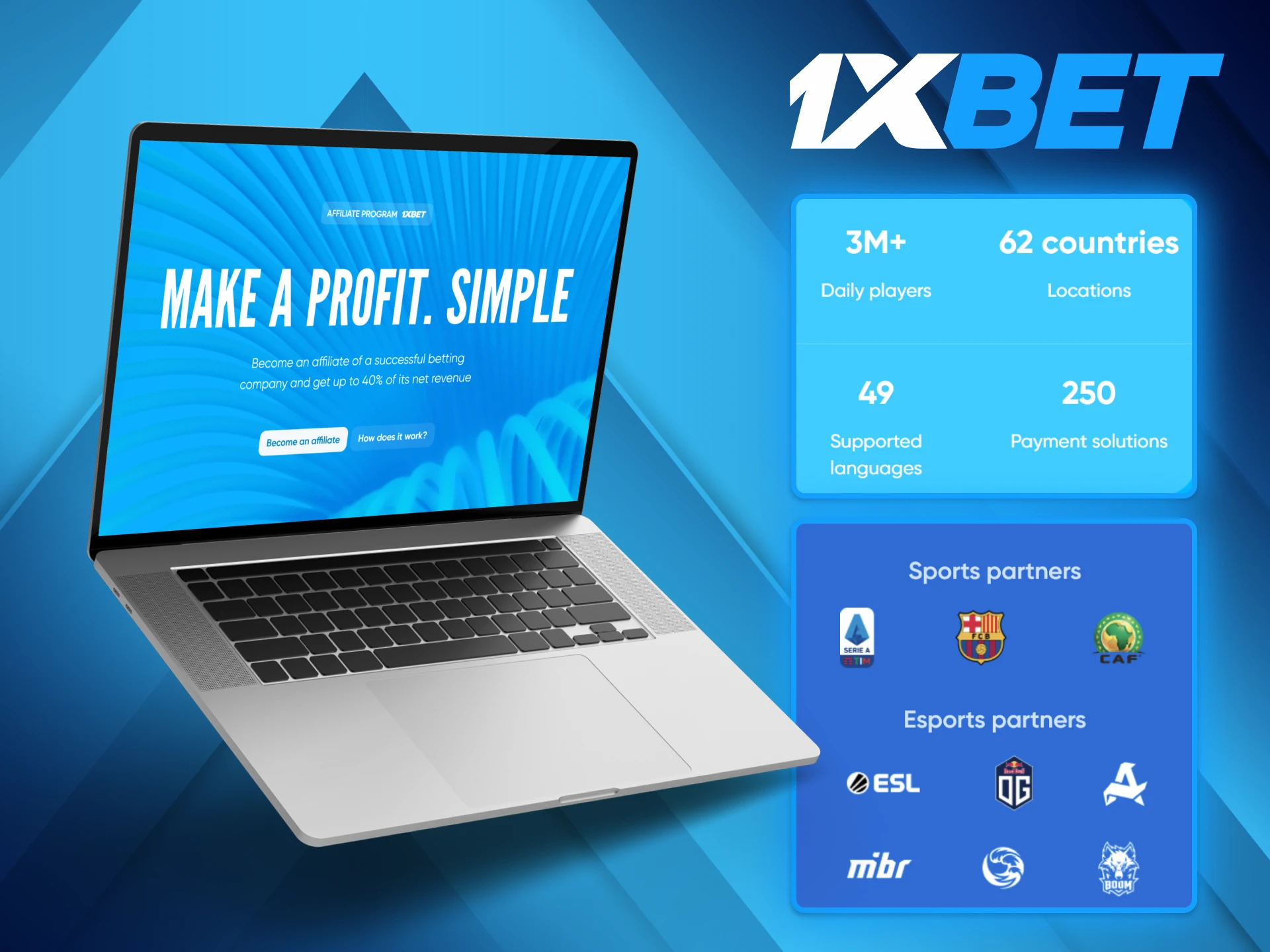 The 1xBet platform provides strong support for affiliates, allowing them to earn more money.