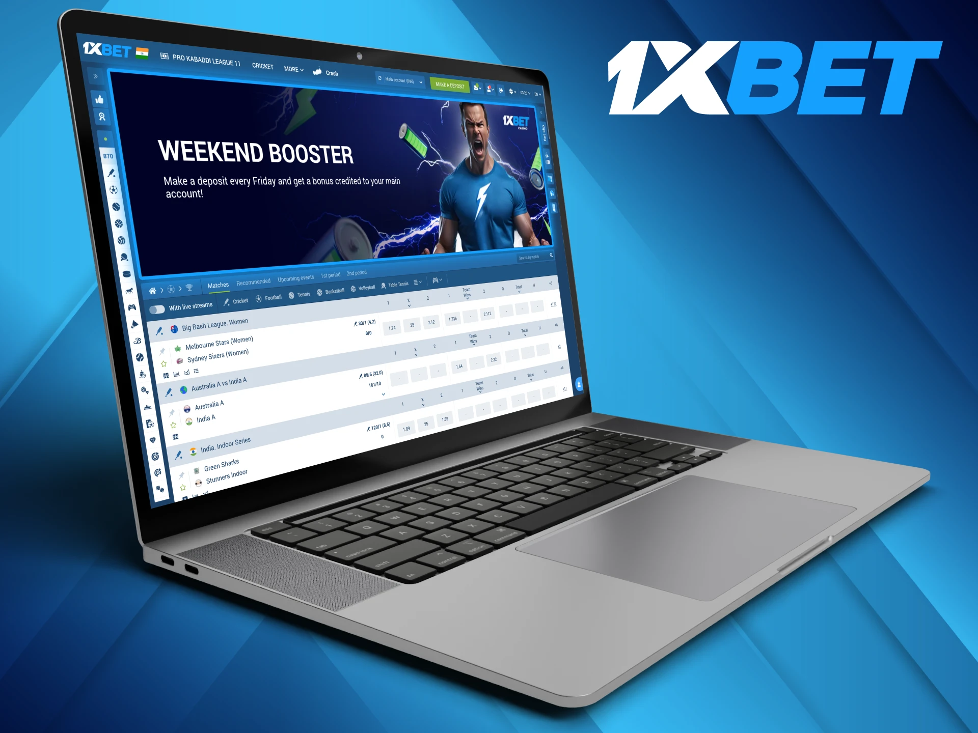 Every Friday 1xBet users can get the Weekend Booster bonus based on their deposit amount.