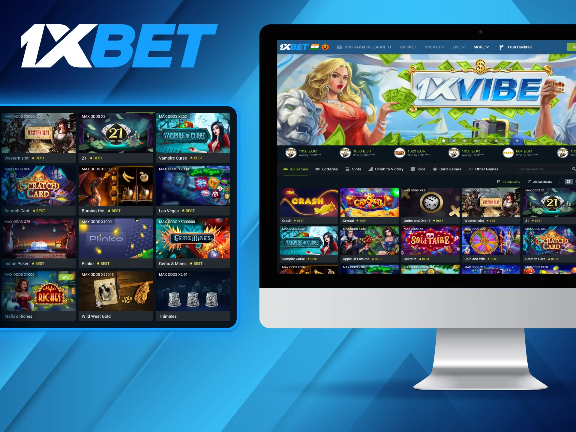 The casino section of the 1xBet website offers a wide variety of games for players to choose from.