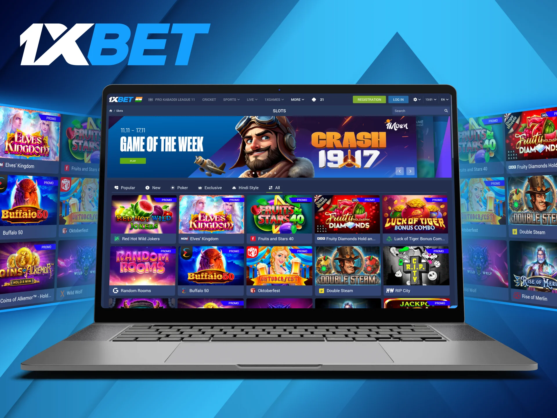 The 1xBet website provides a wide selection of online slot games to enjoy.