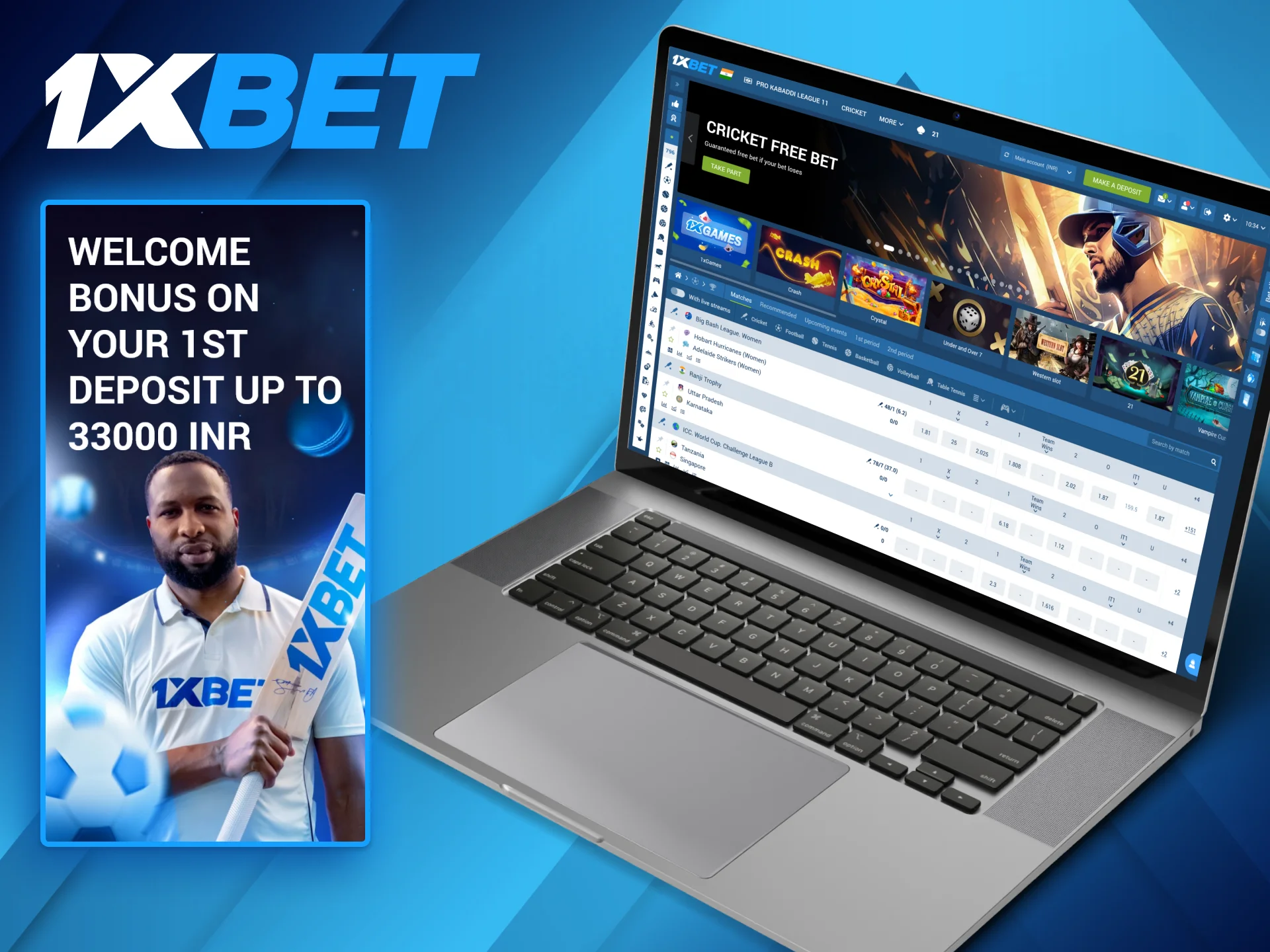 1xBet offers a generous welcome bonus for new customers to help them get started with cricket betting.