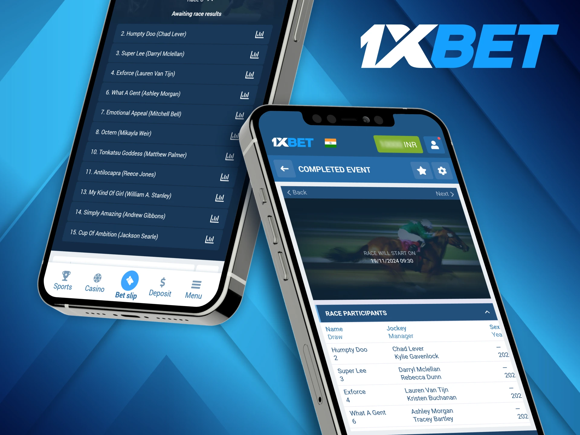 The 1xBet app is available to gamblers who want to place bets on horse races and access live events from their phones.