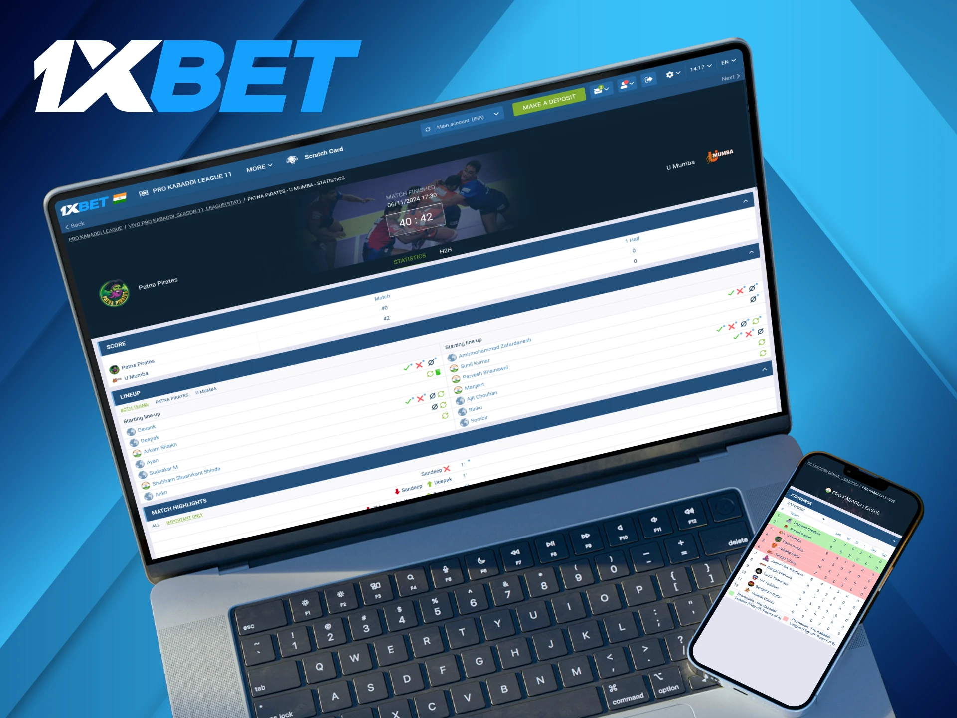 With the 1xBet platform wagers can easily place bets on kabaddi matches.