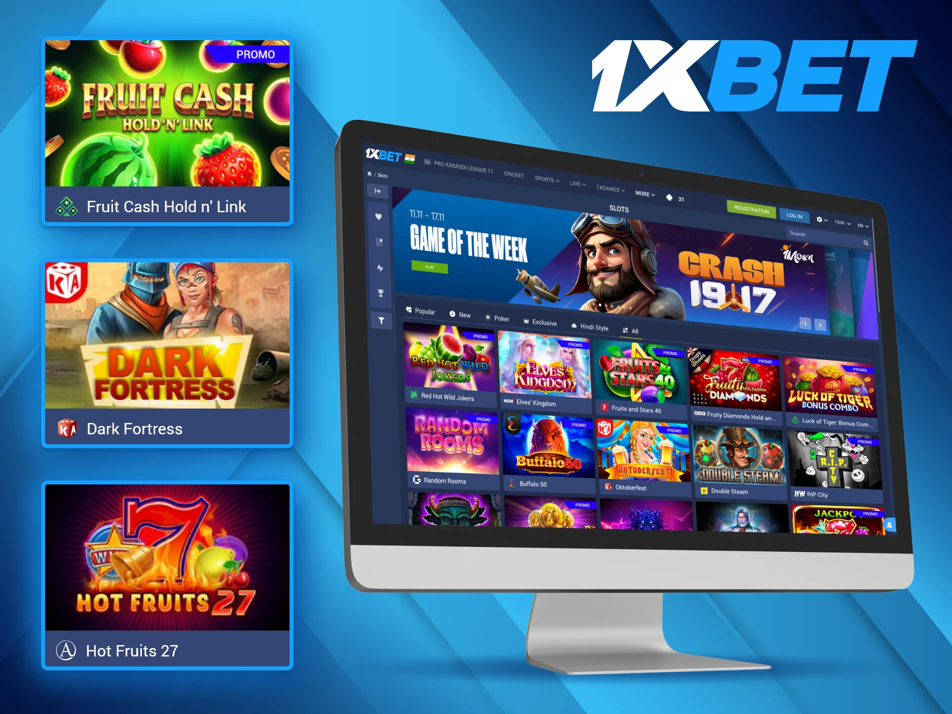 1xBet offers a variety of popular slot games with high RTP rates.