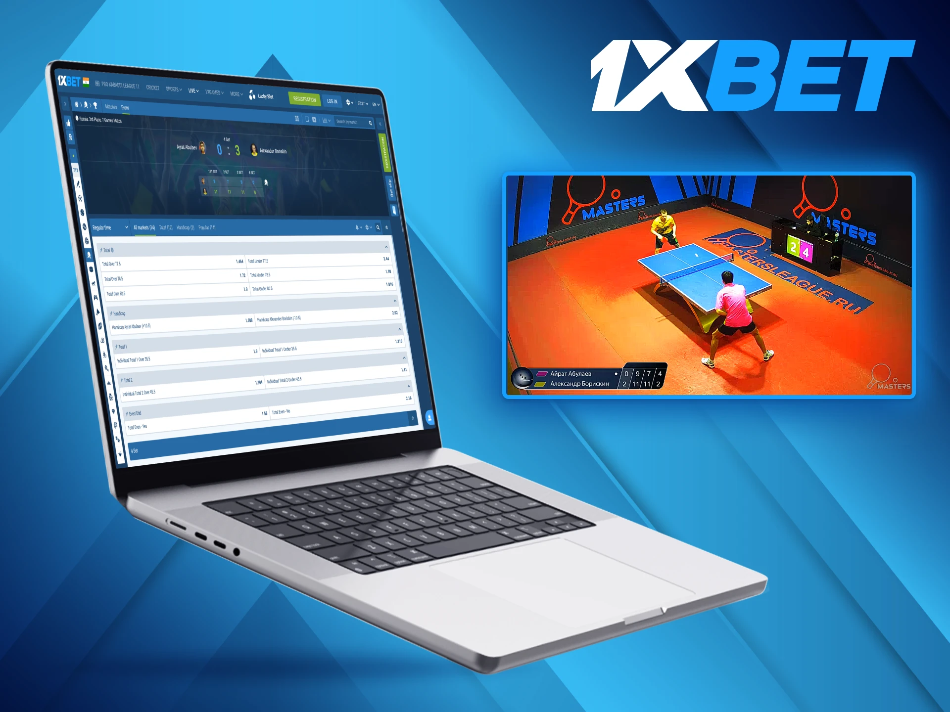 Live-streaming and adjustable odds make 1xBet the top choice platform for table tennis betting.