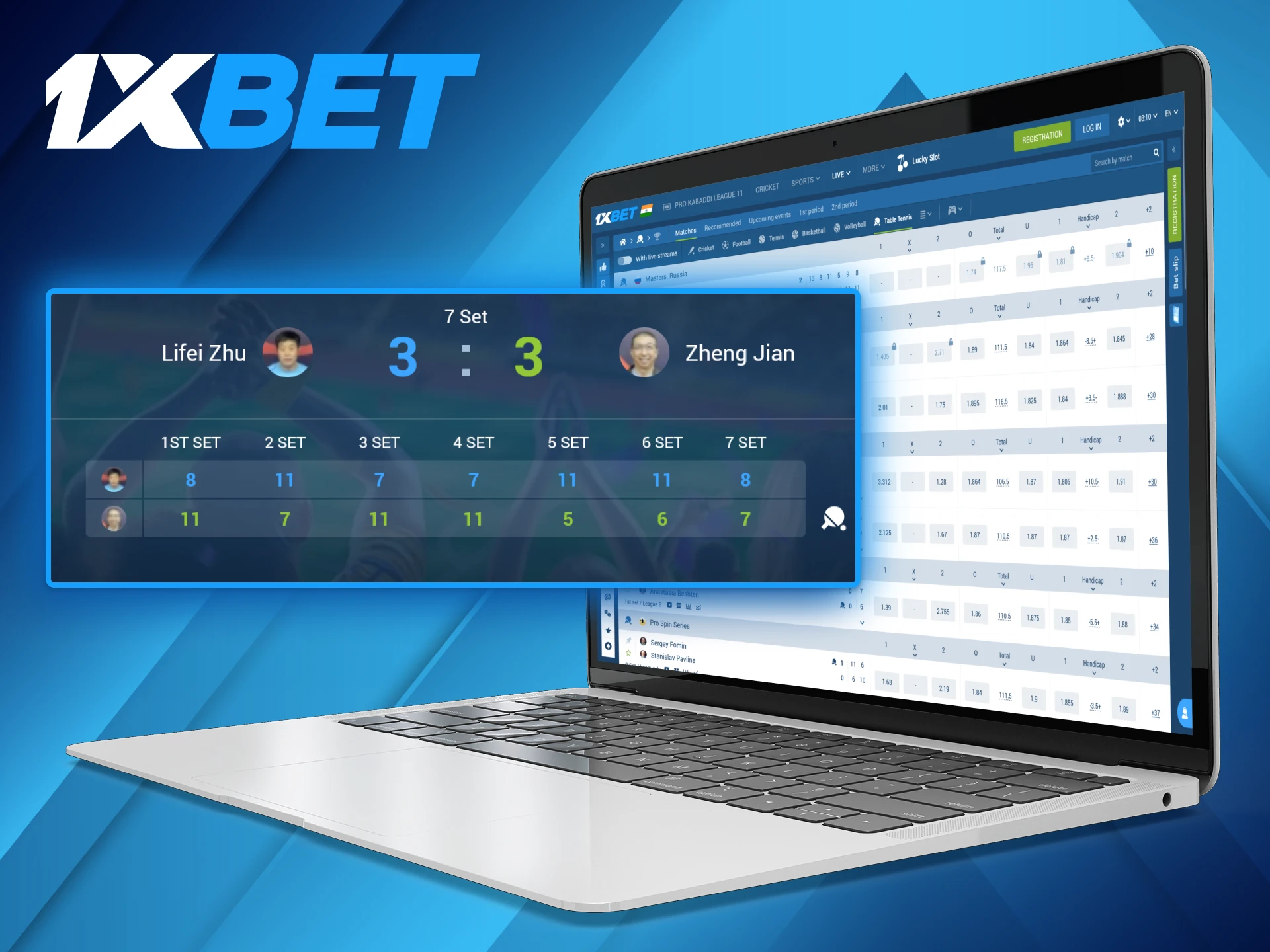 Finding interesting table tennis matches and placing bets on them is easy with 1xBet.