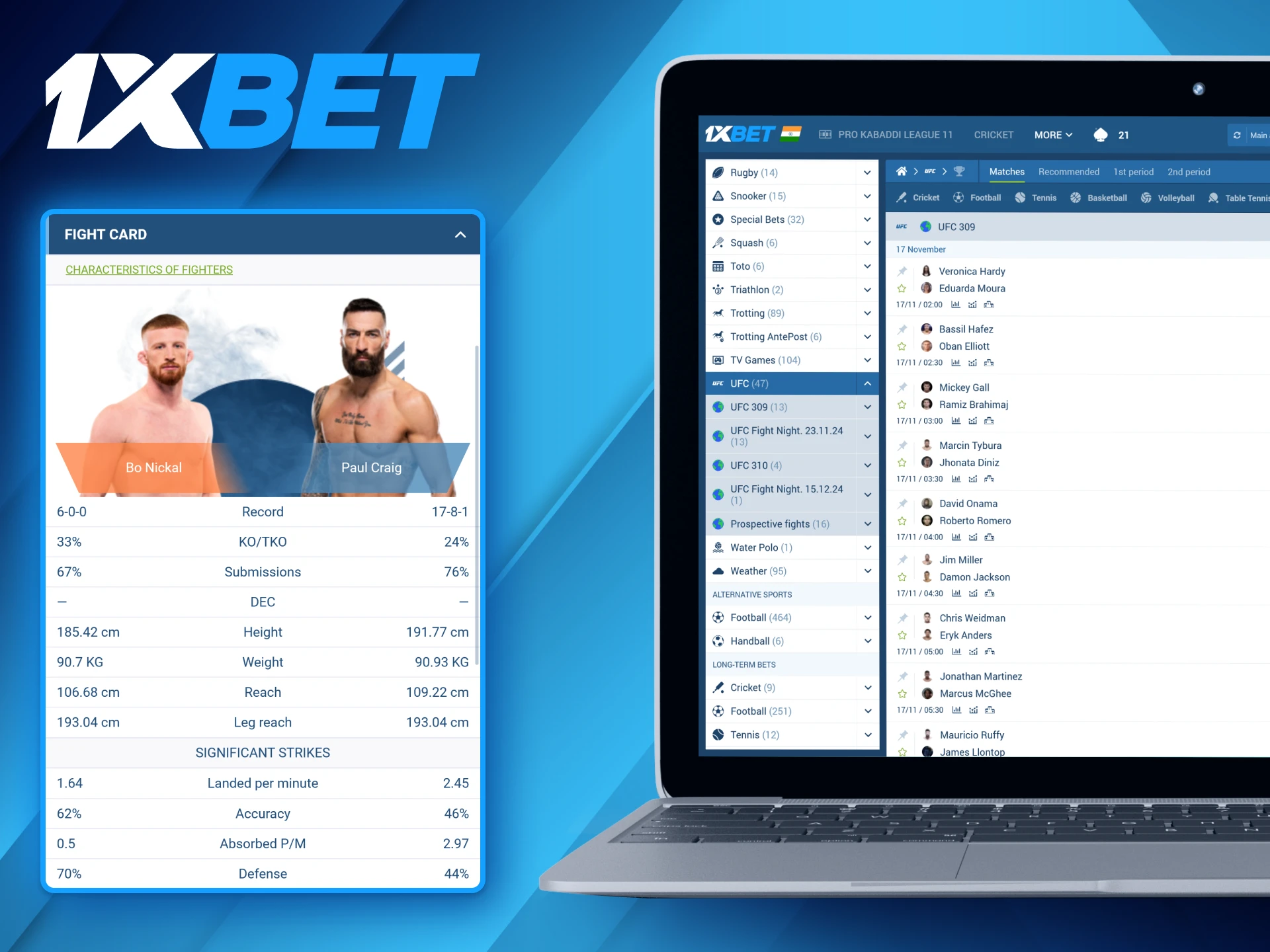 1xBet allows clients to bet on various Ufc events, giving them the chance to win and support their favorite fighters.