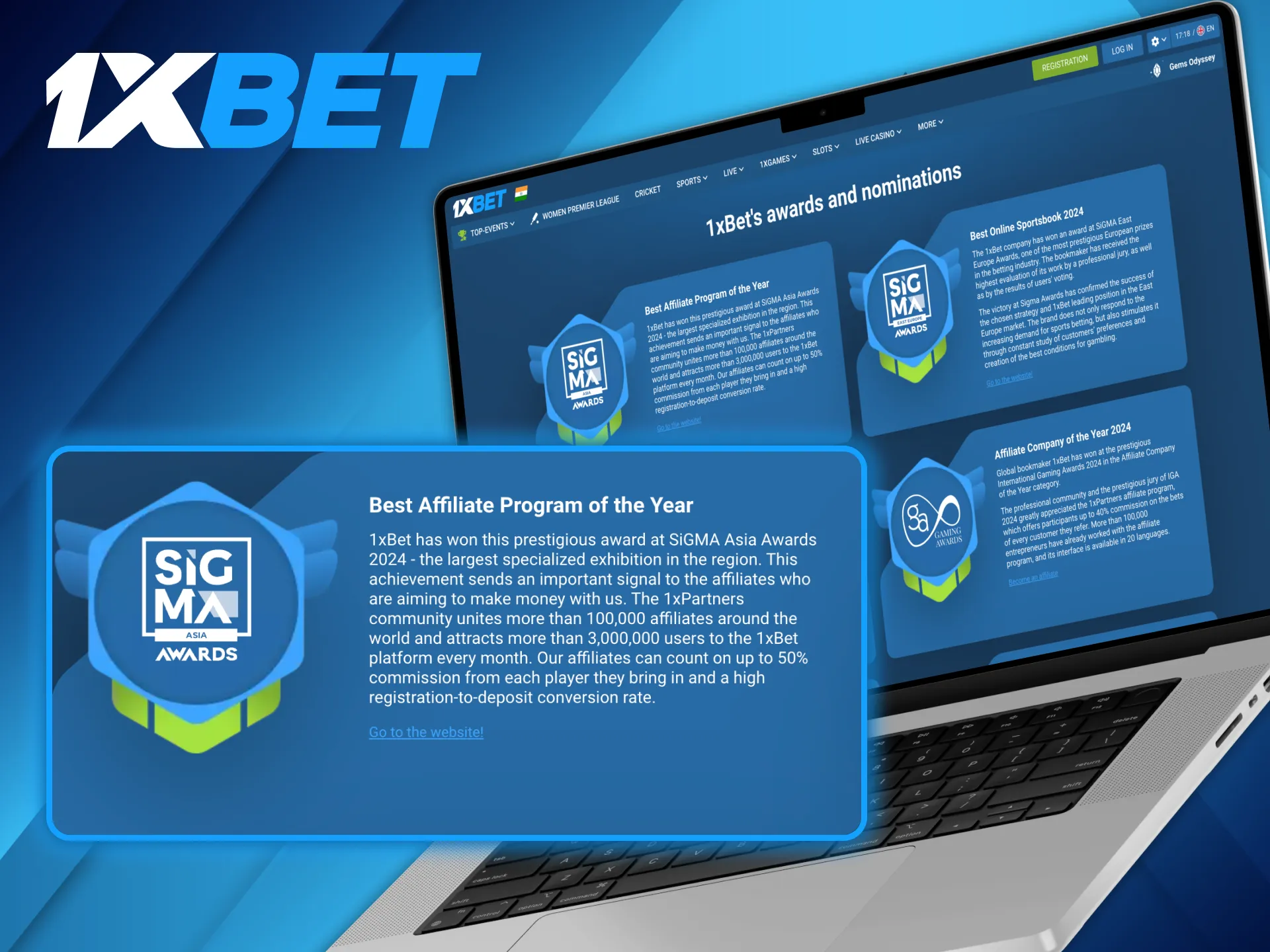 Best affiliate program of the year was awarded to 1xBet.