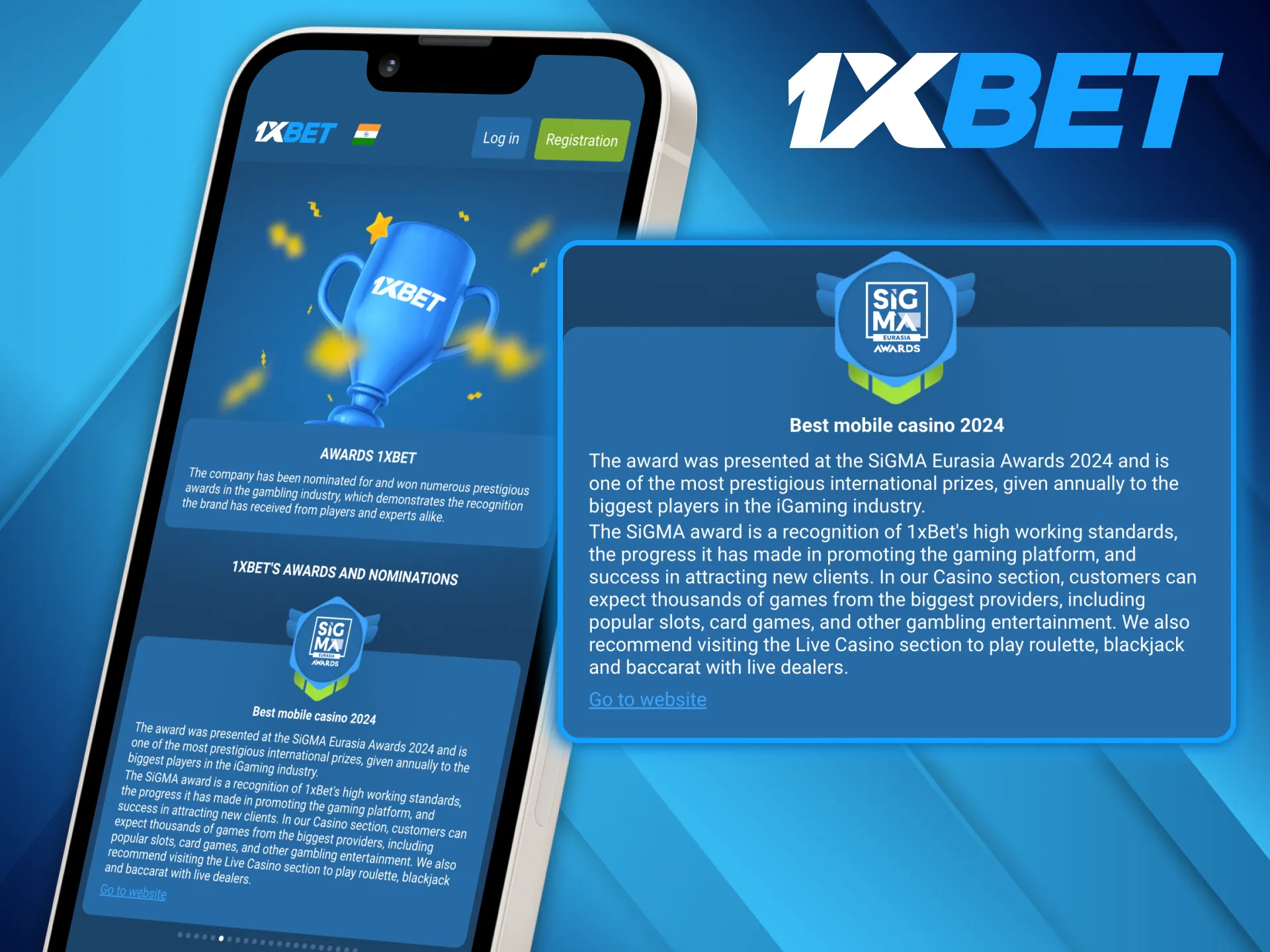 Best Mobile Casino award was given to 1xBet platform.