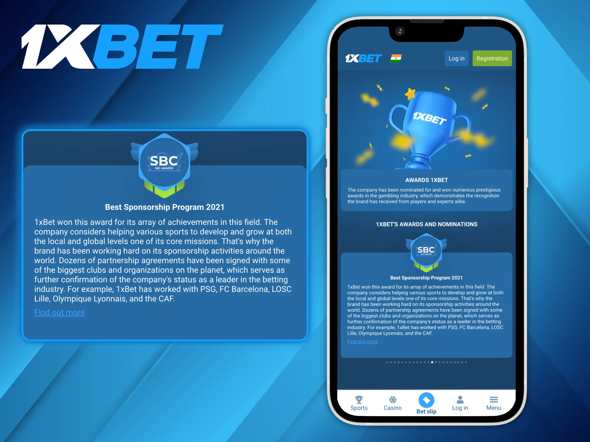 1xBet got the prize for its extensive efforts in sponsorship program.