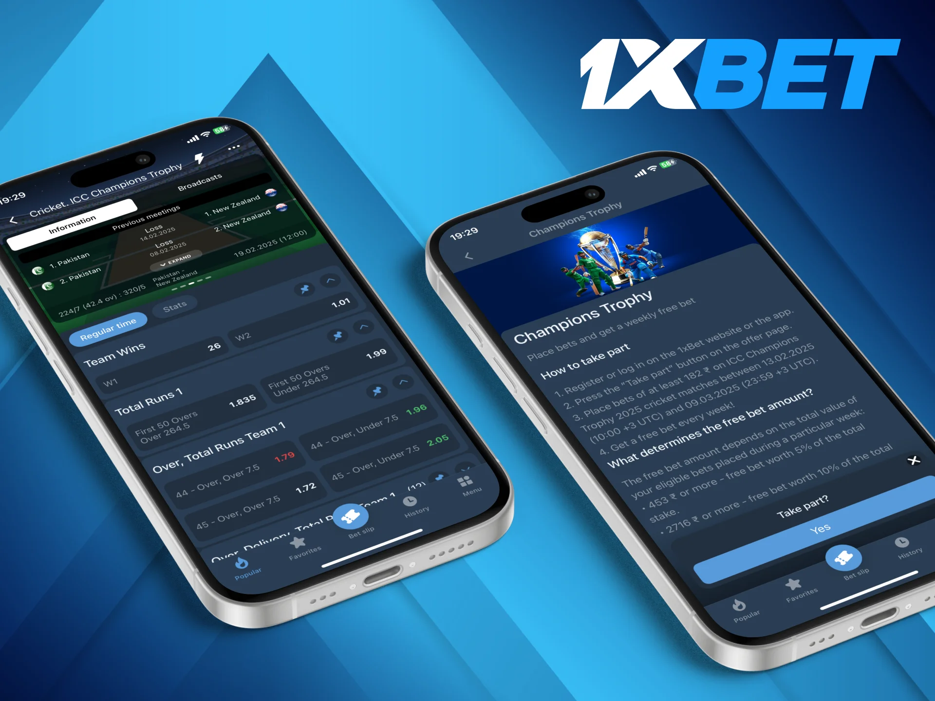 Experience the benefits of betting on ICC Champions Trophy with 1xBet.