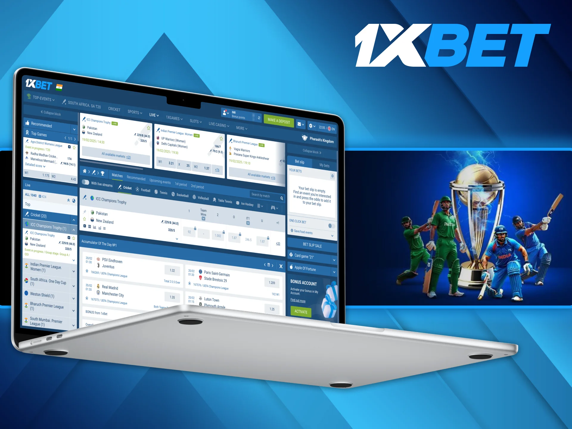 At 1xBet you will find full coverage of ICC Champions Trophy event.