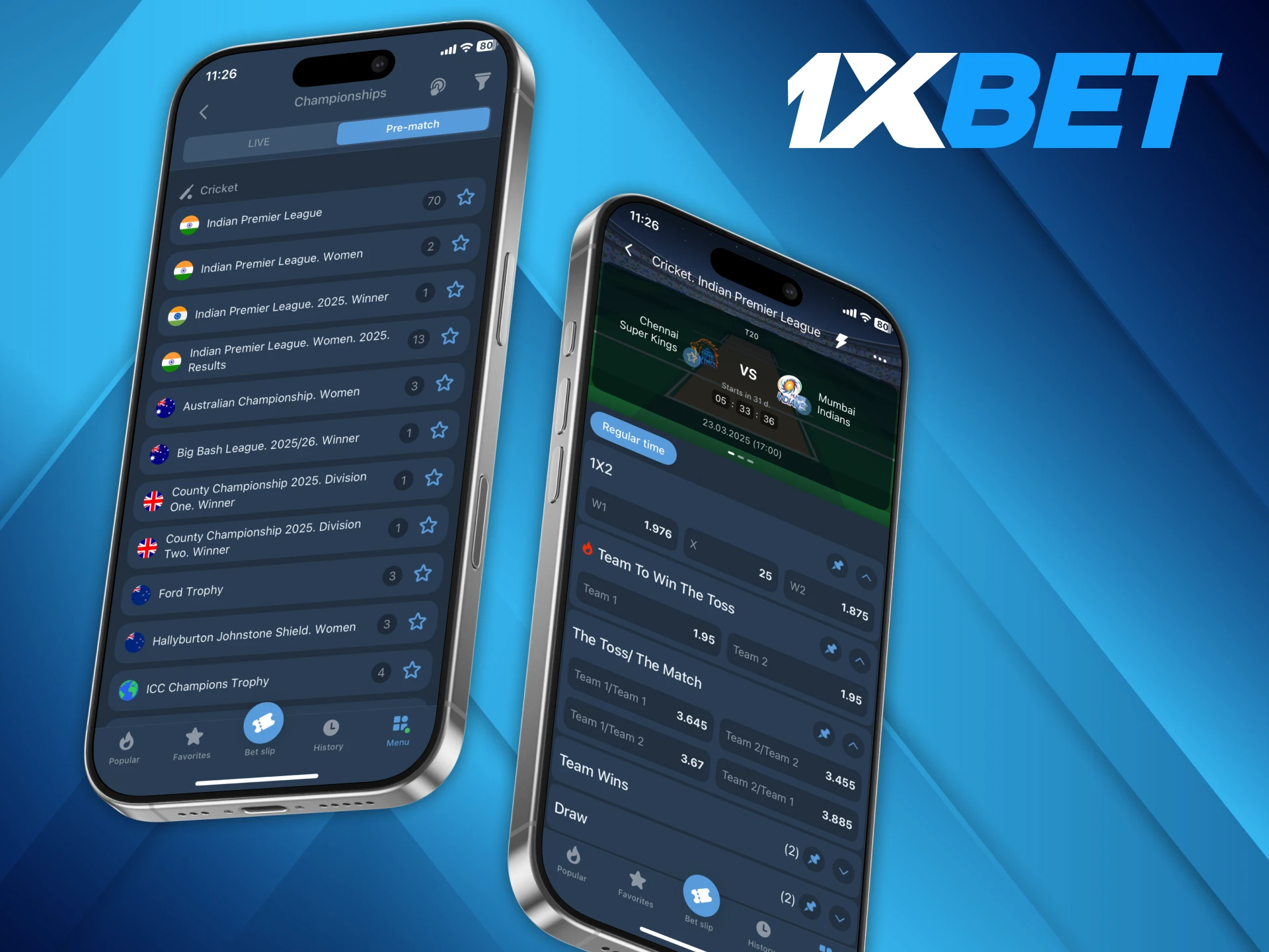 1xBet offers you the best betting experience for the IPL.