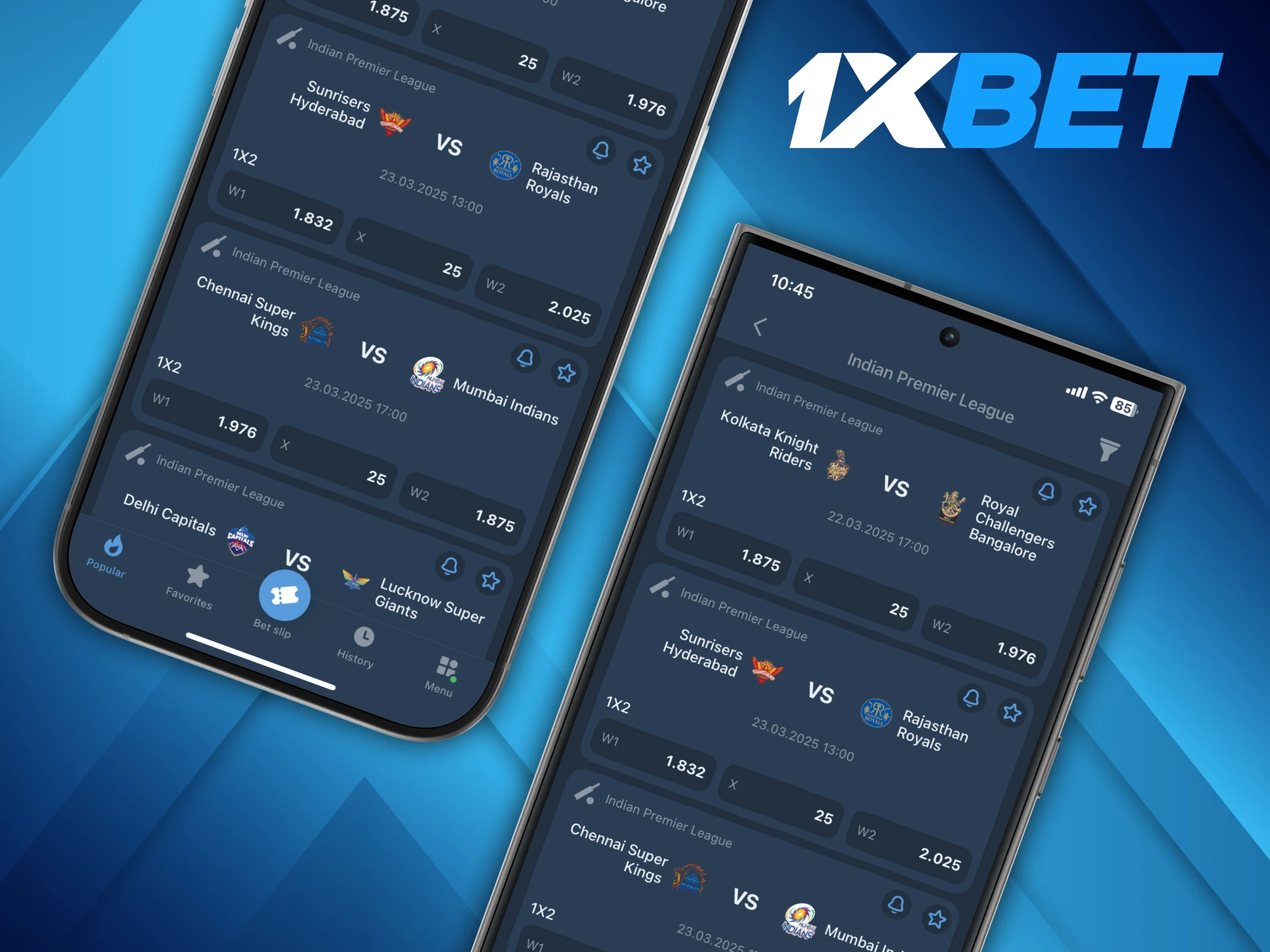 1xBet platform provides access to its services via mobile apps.